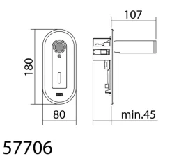Applique*MDC Applique, liseuse encastrable, Palace USB-C, , LED, 3000K, 145 lm, L8cm, H18cm - laiton mat