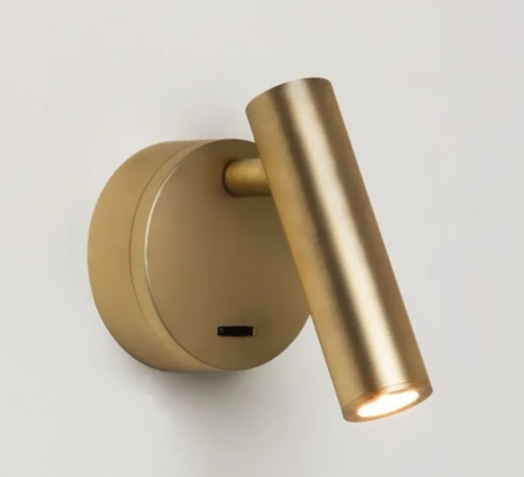 Applique, Liseuse, Enna surface LED, or mat, avec interrupteur, LED, 2700K, 111lm, L8cm, H11cm - Astro Lighting