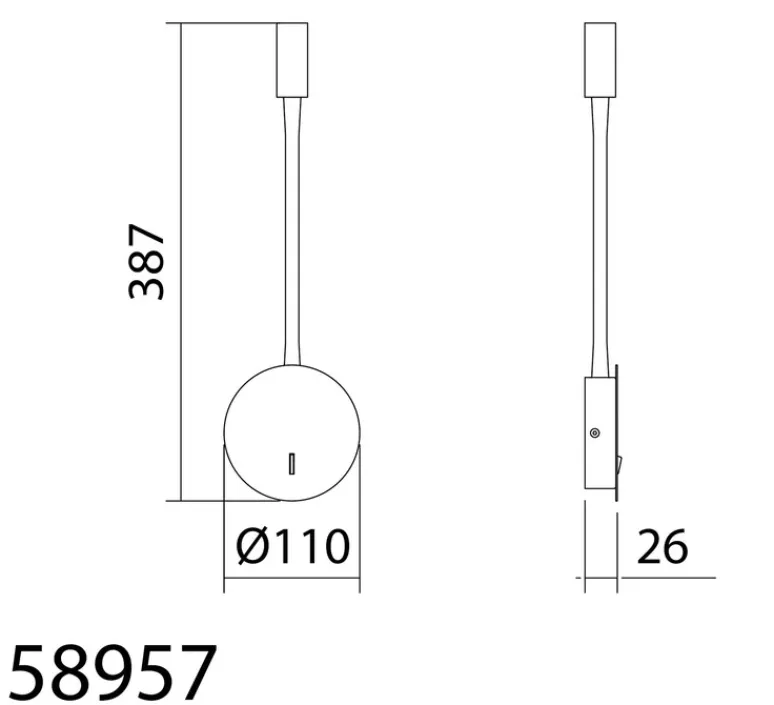 Applique*MDC Applique, liseuse, Font S, , LED, 3000K, 145 lm, L11cm, H38,7cm - blanc mat