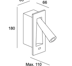 Applique*LEDS C4 Applique, liseuse, Gamma SR USB, , LED, 2700k, 137 lm, L6,5cm, H18cm - nickel satiné