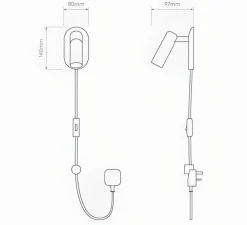 Applique, liseuse, Gio, blanc mat, L8cm, H14cm - Astro