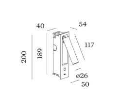 Applique*Wever&Ducré Applique, liseuse, Match semi-encastré snooze 1.0, argent, LED, 2700K, 240 lm, L5cm, H20cm - Aluminium brossé