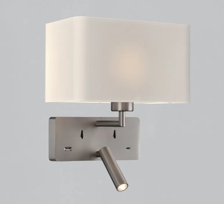 Applique*ACB Applique, liseuse, Romeo E27+LED, , L29cm, H30cm - nickel, blanc