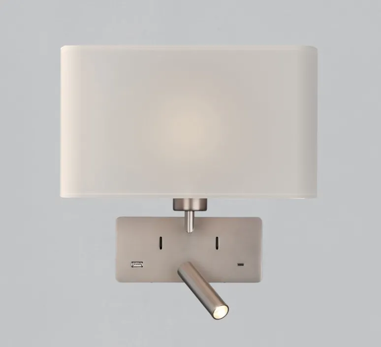Applique*ACB Applique, liseuse, Romeo E27+LED, , L29cm, H30cm - nickel, blanc