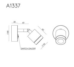 Applique*Aromas del Campo Applique, liseuse, Tea, A1337, , LED, 2700K, 300 lm, L8cm, H8cm - noir mat, marbre noir