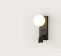 Applique, liseuse, Tea, A1337/2, noir mat, marbre noir, LED, 2700K, 300lm + 450lm, L12cm, H24,8cm - Aromas del Campo