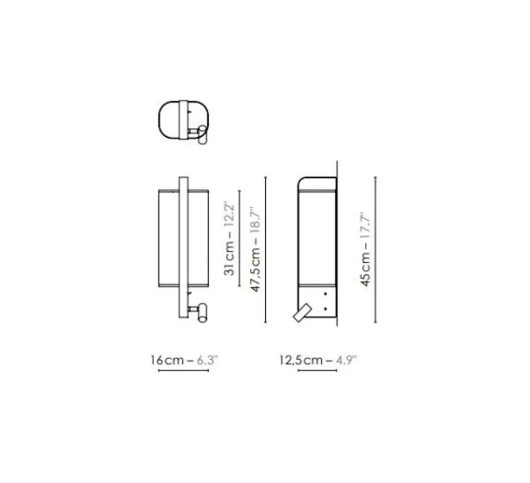 Applique*DesignHeure Applique, liseuse, Twiggy, version gauche du lit, , L16cm, H47,5cm - cuivre, cadre noir