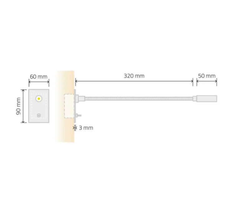 Applique, liseuse, Zoom W4731, chrome, L32cm, H9cm - Tekni Led