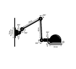 Applique*Jieldé Applique, Loft 2 bras, D4401, , Ø15cm, L80cm - Noir mat