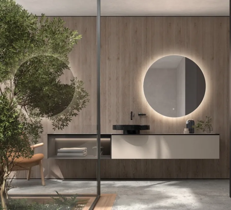 Applique, miroir lumineux, Luna, finition miroir, IP44, LED, dim, 3000-4000-5500K, 2500 lm, Ø80cm, P2,9cm - MDC