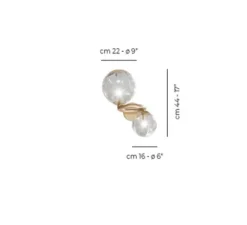 Applique*Vistosi Applique murale, PUPPET RING AP 2 , cristal transparent, or mat, Ø27cm, H44cm - crystal transparent, or mat