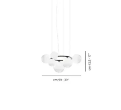 Applique*Vistosi Applique murale, PUPPET RING SP 7A, cristal transparent, noir mat, L99cm, H42,5cm - crystal transparent, noir mat
