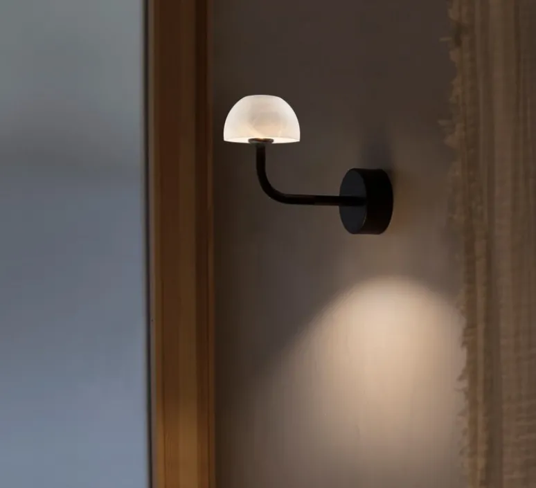 Applique*Luxcambra Applique murale, Absidiola A mini, indirecte, , LED, 2700K, 420 lm, L10cm, H16cm - albâtre, noir