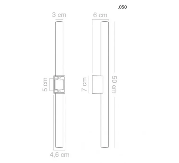 Applique murale, Adriana, S14D opaline, douille blanche, L50cm, H3cm - Zangra