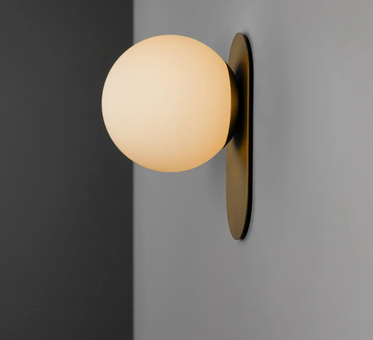 Applique murale, Adrion SM, laiton, verre opale, L15cm, H23cm - Schwung