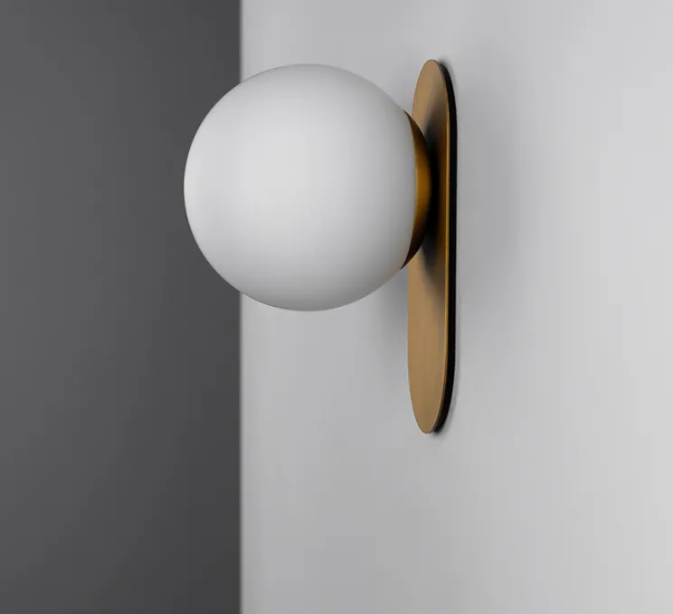 Applique murale, Adrion SM, laiton, verre opale, L15cm, H23cm - Schwung