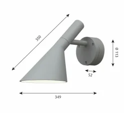 Applique*Louis Poulsen Applique murale, AJ 50, , IP65, LED, 3000K, 428 lm, L16cm, H35cm - aluminium granité