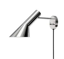 Applique*Louis Poulsen Applique murale, AJ, Acier poli inoxydable, avec câble et interrupteur, L31,8cm, H18cm - Acier poli inoxydable, avec câble noir et interrupteur