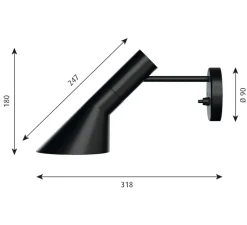 Applique*Louis Poulsen Applique murale, AJ Applique, , Ø31,8cm, H18cm - noir