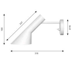 Applique murale, AJ, blanc, L31,8cm, H18cm - Louis Poulsen