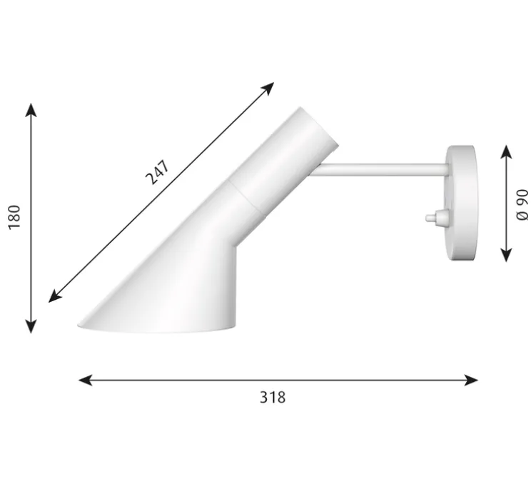 Applique murale, AJ, blanc, L31,8cm, H18cm - Louis Poulsen