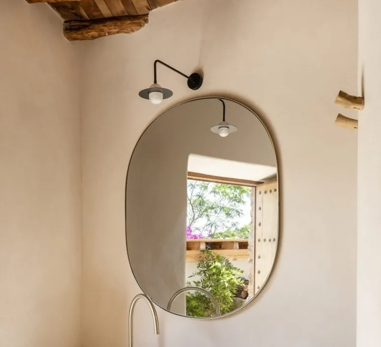 Applique*Contain Applique murale, Alba Arm, , L15cm, H22cm - laiton noirci, verre givré