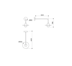 Applique*Contain Applique murale, Alba Arm, , L15cm, H22cm - laiton noirci, verre givré