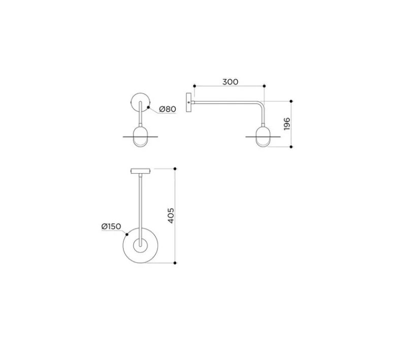 Applique*Contain Applique murale, Alba Arm, , L15cm, H22cm - laiton noirci, verre givré