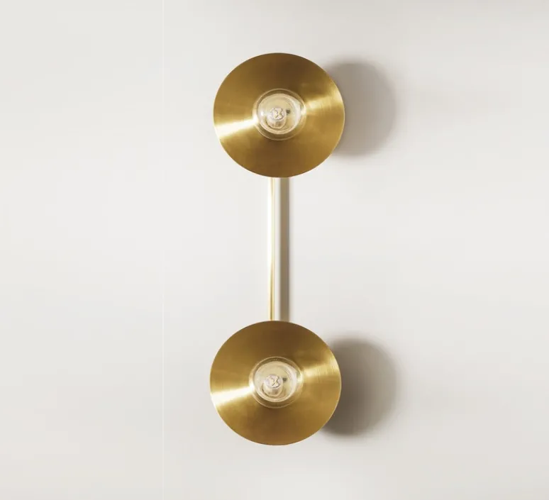 Applique*Contain Applique murale, Alba Double, , verre transparent, L60cm, Hcm - laiton brossé