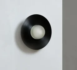 Applique*Contain Applique murale, Alba Simple, , Ø15cm, H9.5cm - Noir mat, verre givré, PLA