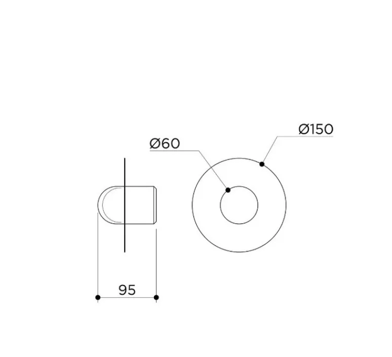 Applique*Contain Applique murale, Alba Simple, , Ø15cm, H9.5cm - Noir mat, verre givré, PLA