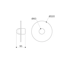 Applique*Contain Applique murale, Alba simple XL, , verre givré, Ø22cm, H9,5cm - Albâtre