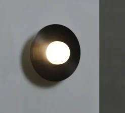 Applique*Contain Applique murale, Alba Simple XL, , Ø22cm, H22cm - laiton noirci, verre givré