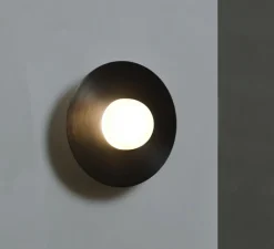 Applique*Contain Applique murale, Alba Simple Wall, , Ø15cm, H9,5cm - laiton noir, verre givré