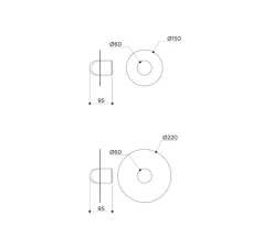 Applique*Contain Applique murale, Alba Simple Wall, , Ø15cm, H9,5cm - laiton noir, verre givré