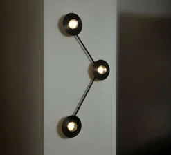 Applique*Contain Applique murale, Alba Triple Wall Angle, , L15cm, H85cm - laiton noir, verre transparent