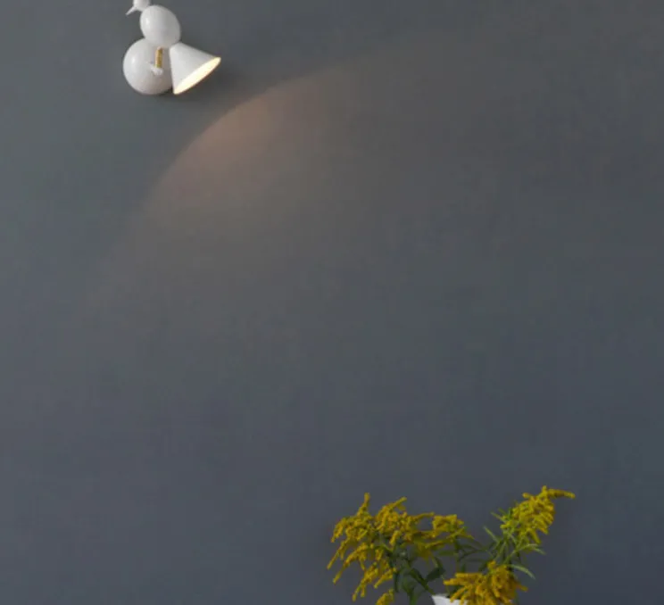 Applique murale, Alouette, blanc, intérieur laiton, Ø22cm, H22cm - Atelier Areti