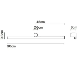 Applique*Marset Applique murale, Ambrosia A 90 right, , LED, 2700K, 1521 lm, L90cm, H9,3cm - noir