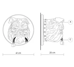 Applique murale, Amsterdam, Bulldog, noir, Ø45cm, H45cm - Karman