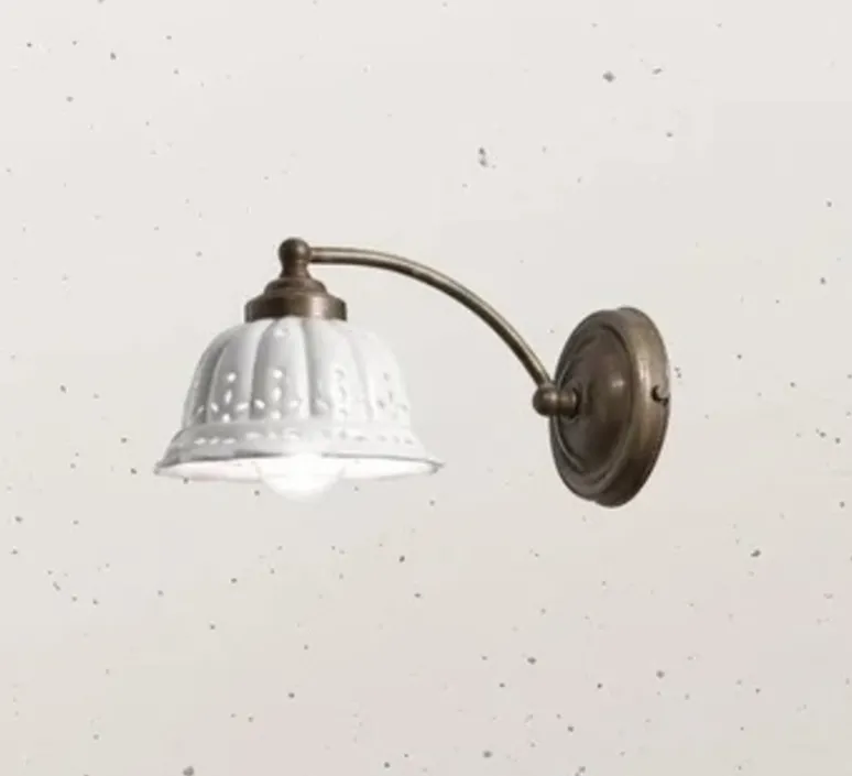 Applique*Il Fanale Applique murale, Anita 061.17.OC, , L14cm, H11cm - blanc et bronze