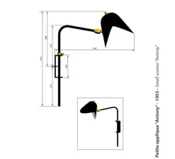 Applique murale, Antony, switch shade, noir, H41,5cm - Serge Mouille