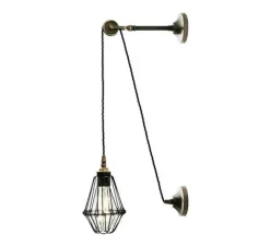 Applique*Mullan Lighting Applique murale, Apoch, antique, cage noir, L27,5cm, H43-63cm - argent