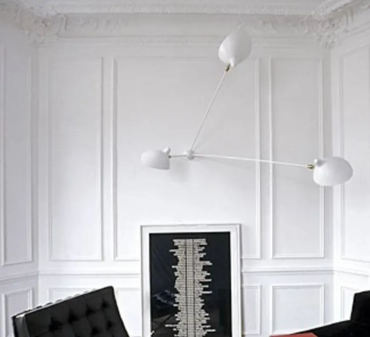 Applique murale, Araignée 3 bras fixes , blanc, H135cm - Serge Mouille