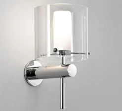 Applique murale, Arezzo Wall, blanc, chrome, IP44, L10cm, H20,8cm - Astro