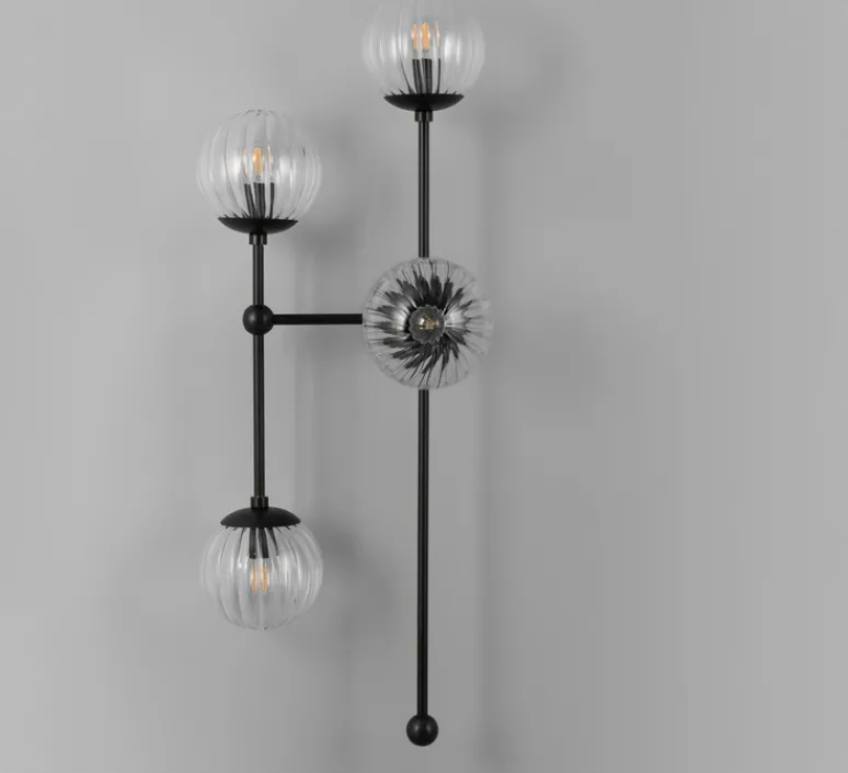 Applique*Schwung Applique murale, Armstrong 4L, , L35,2cm, H92,2cm - structure noire, globe dries