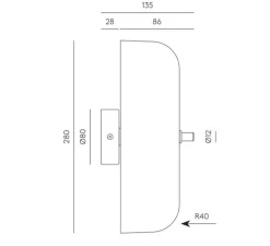 Applique murale, Atil A1281, noir, verre opalin, P13,5cm, H28cm - Aromas del Campo