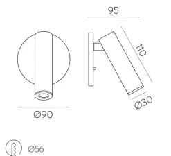 Applique*ACB Applique murale, Atria Recessed, , LED, 3000K, 285 lm, Ø3cm, H11cm - bronze