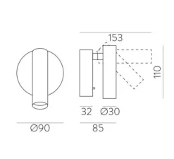 Applique murale, Atria Surface, bronze, LED, 3000K, 285 lm, Ø3cm, H11cm - ACB