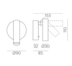Applique murale, Atria Surface, nickel, LED, 3000K, 285 lm, Ø3cm, H11cm - ACB