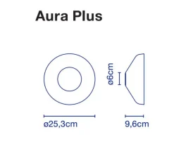 Applique*Marset Applique murale, Aura Plus, , LED, 447lm, 2700k, Ø25,3cm, P9,5cm - verre fumé